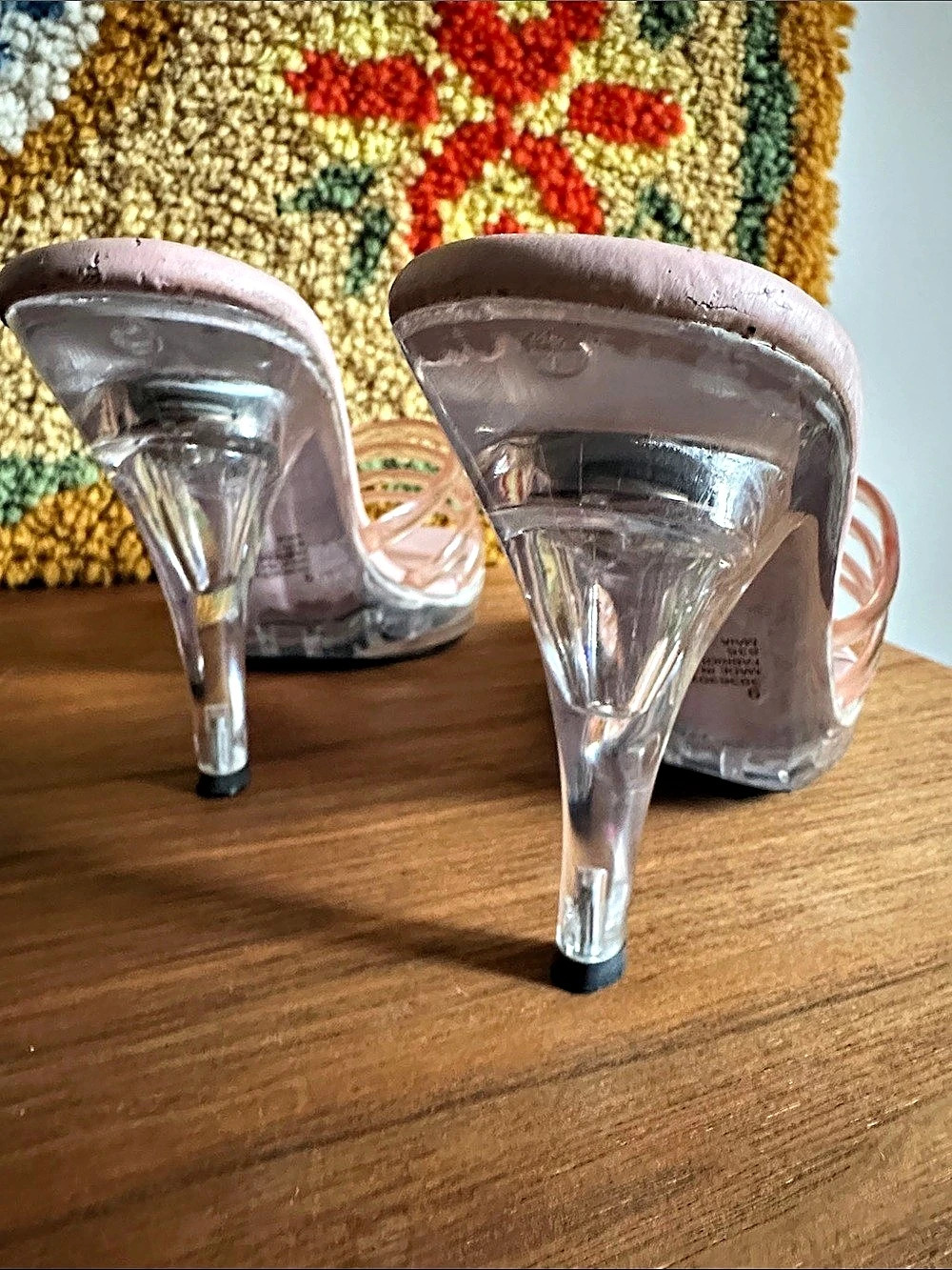 Pink Jelly Flashing Light Pink Strap Heels Size 9 - Picture 4 of 6
